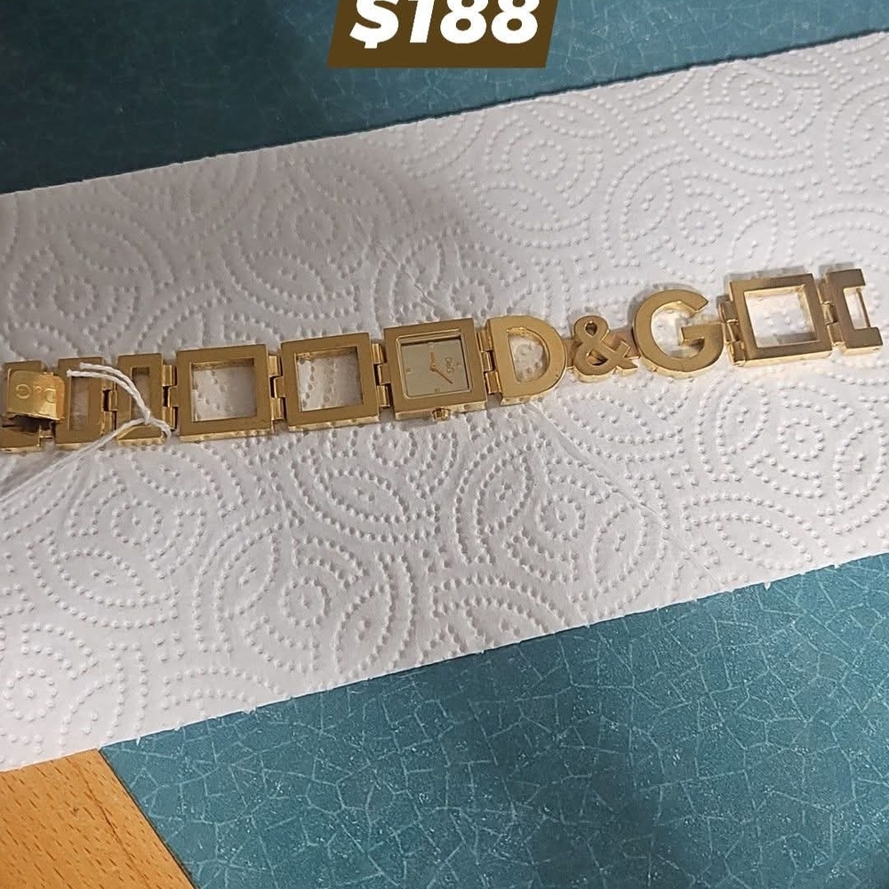 D&G Gold Logo Square Link Bracelet
